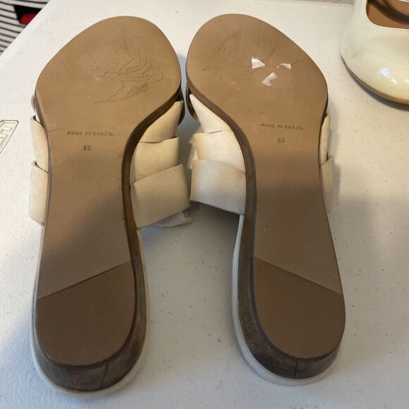 NEW Bird of Flight Slip Ons Shoes Womens Size 8B Tan Suede Feel Wood Heel - Picture 5 of 9